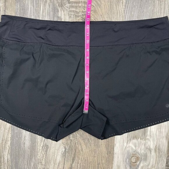 Athleta Laser Run 2 In 1 Running Shorts 2X Black Zip Pocket Built In Brief - Picture 11 of 11